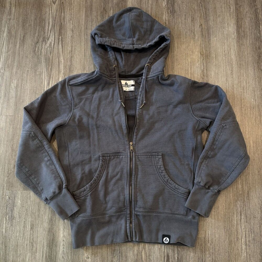 American Giant Hoodie Mens Sz M Gray Full Zip Cotton Outdoors Sweatshirt USA